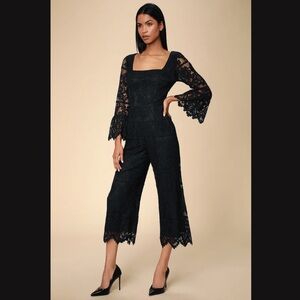 Amoureux Black Lace Flounce Sleeve Culotte
Jumpsuit